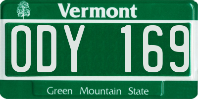 VT license plate ODY169