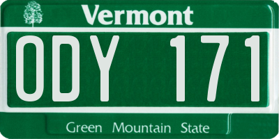 VT license plate ODY171