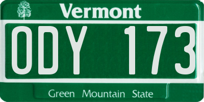 VT license plate ODY173