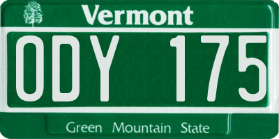 VT license plate ODY175