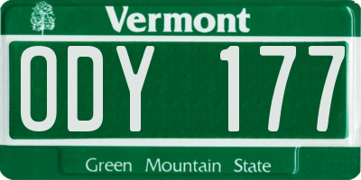 VT license plate ODY177
