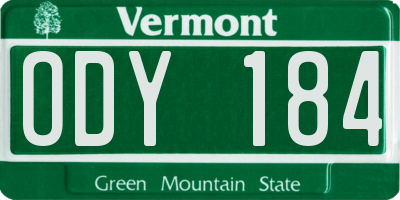 VT license plate ODY184