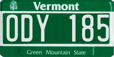 VT license plate ODY185