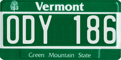 VT license plate ODY186