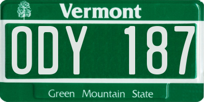 VT license plate ODY187