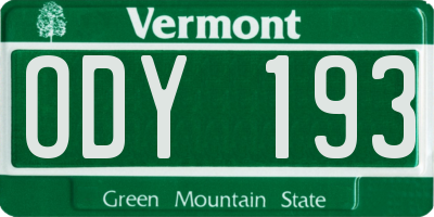 VT license plate ODY193