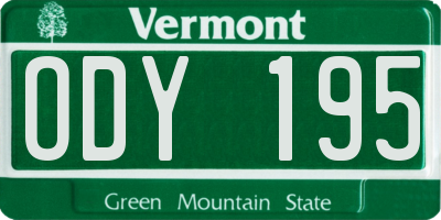 VT license plate ODY195
