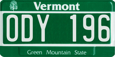 VT license plate ODY196
