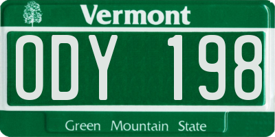 VT license plate ODY198