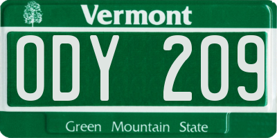 VT license plate ODY209