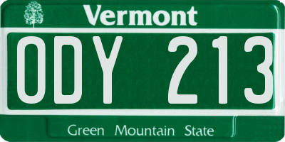 VT license plate ODY213