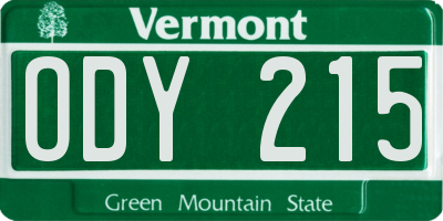 VT license plate ODY215