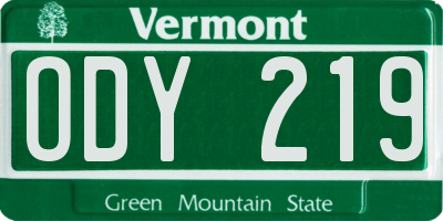VT license plate ODY219