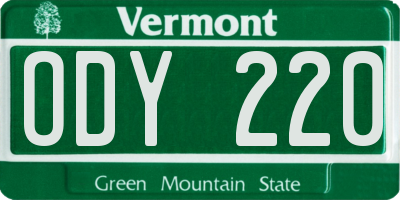VT license plate ODY220
