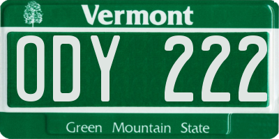 VT license plate ODY222
