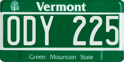 VT license plate ODY225