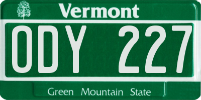 VT license plate ODY227