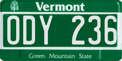 VT license plate ODY236