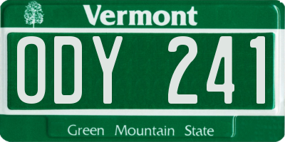 VT license plate ODY241