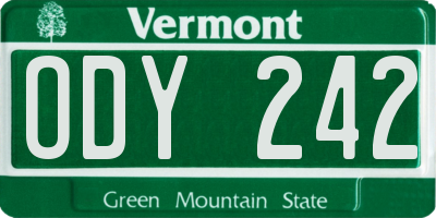VT license plate ODY242