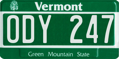 VT license plate ODY247