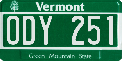 VT license plate ODY251