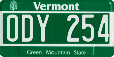 VT license plate ODY254