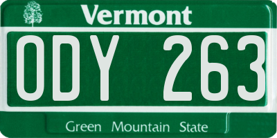 VT license plate ODY263