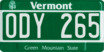 VT license plate ODY265