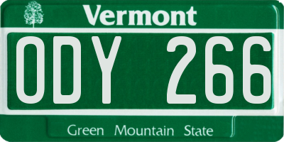 VT license plate ODY266