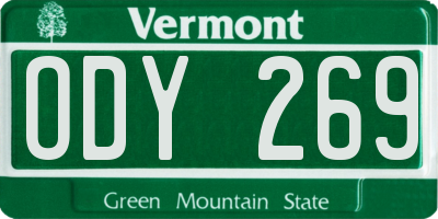 VT license plate ODY269