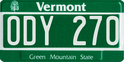 VT license plate ODY270