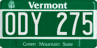 VT license plate ODY275