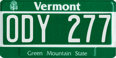 VT license plate ODY277