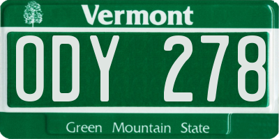 VT license plate ODY278