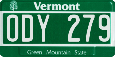 VT license plate ODY279