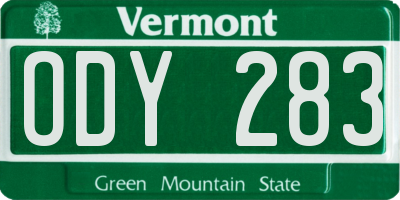 VT license plate ODY283