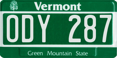 VT license plate ODY287