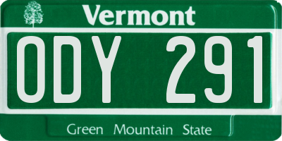 VT license plate ODY291