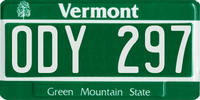 VT license plate ODY297
