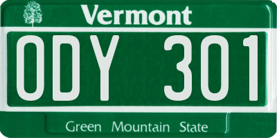 VT license plate ODY301