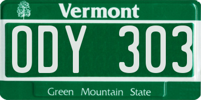 VT license plate ODY303