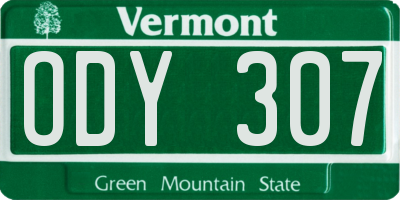 VT license plate ODY307