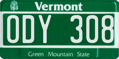 VT license plate ODY308