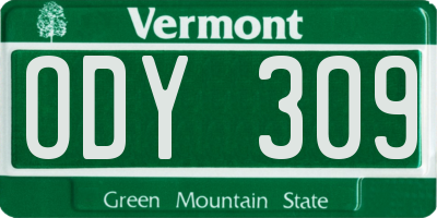 VT license plate ODY309