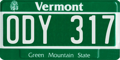 VT license plate ODY317