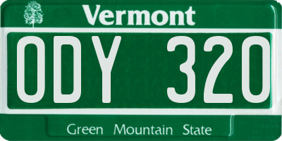 VT license plate ODY320
