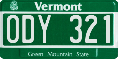 VT license plate ODY321