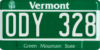 VT license plate ODY328