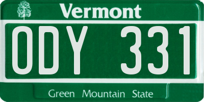 VT license plate ODY331